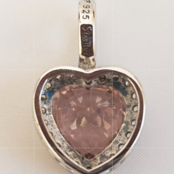 Stauer Halo Heart Shaped Pink Diamond Aura & 925 Sterling Silver Pendant, 1 inch - Picture 4 of 6